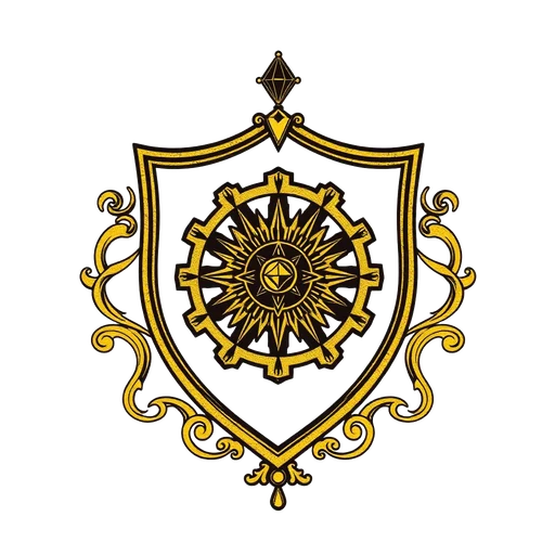 Escudo heráldico dorado de VAULT